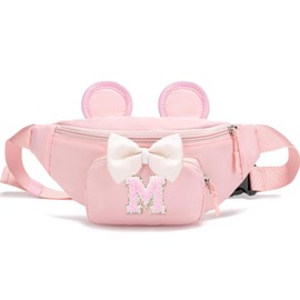 HuiLeo Kids Fanny Pack for Girls Mini Mouse Crossbody Waist Bags Birthday Gift for Girls Initial Belt Bag for 3-8 Ages,Pink M