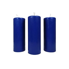 3X Pillar Candles Rustic Height 95mm Ø34mm Made of Beeswax drip Candles Blue 36358