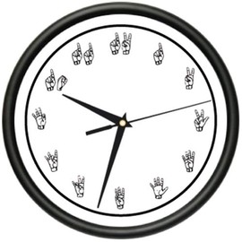 Sign Language Wall Clock Speech Silent Silence Body Language Manual Gift