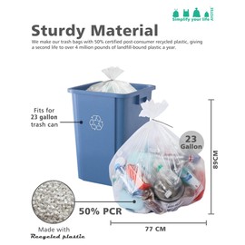 AYOTEE 23 Gallon Trash Bags with Zip Ties, Large Clear Trash Bags 20 Gallon, 50 Count Extra Large Garbage Bags Clear Garbage Bags for Home, Office, Recycling, Lawn and Leaf