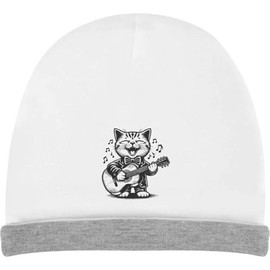 Azeeda 'Cat Playing Guitar' Kids Slouch Hat (KH00037833) White