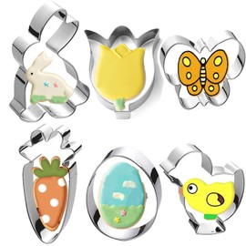 Easter Cookie Cutters Set Large - Rabbit, Carrot, Butterfly, Egg, Chick, Flower Cutter Stainless Steel