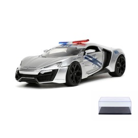 Diecast Car w/Display Case - Lykan Hypersport Police 'Highway Patrol', Silver and Blue - Jada Toys 32927/4-1/24 Diecast Car