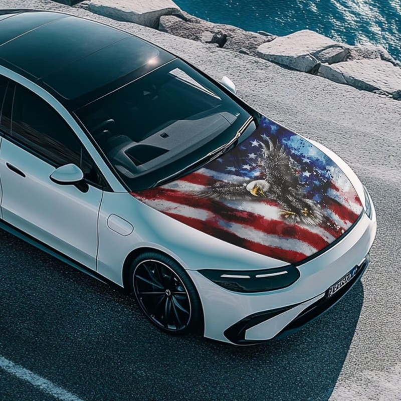 Bald Eagle American Flag Car Hood Cover Protector for SUV