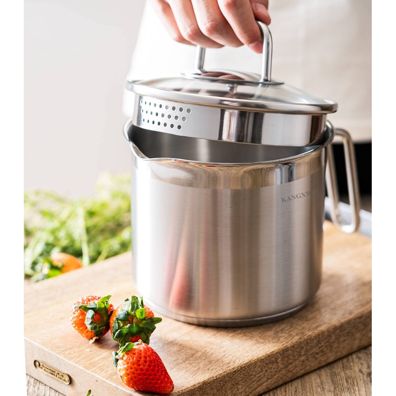KANGXW Stainless Steel Milk Pot, 2.7 Quart Saucepan, With Pour