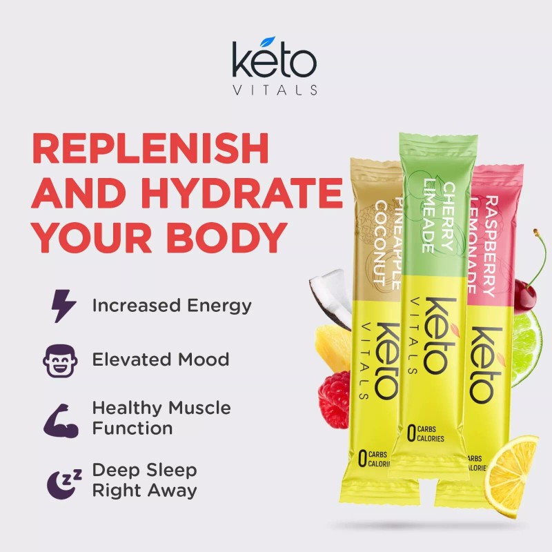 Keto Vitals Tropical Electrolyte Powder Stick Packs Tropical Assorted 30CT