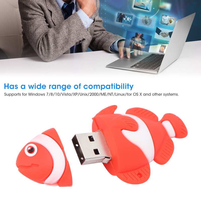 Cartoon U Disk Red Clownfish Appearance High Speed Bulk Storage