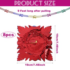 8 Pcs Christmas Hanging Decorations, Christmas Ceiling Decorations,9Ft Foil Garland Festive Hanging Decorations for Xmas New Year Holiday Party Supplies