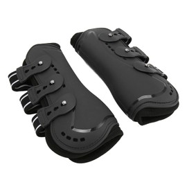 AYNEFY Botas de Pata Delantera de Caballo, Protector de Pata de Caballo de Absorción de Impacto Profesional Negro Transpirable para Entrenamiento para Espectáculo de Salto (L)