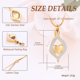 Minicremation Cremation Urn Pet Paw Print Cremation Jewelry for Ashes Heart Necklaces Necklace Jewellery Gifts Keepsake Pendant Memorial Locket for Women (Gold)