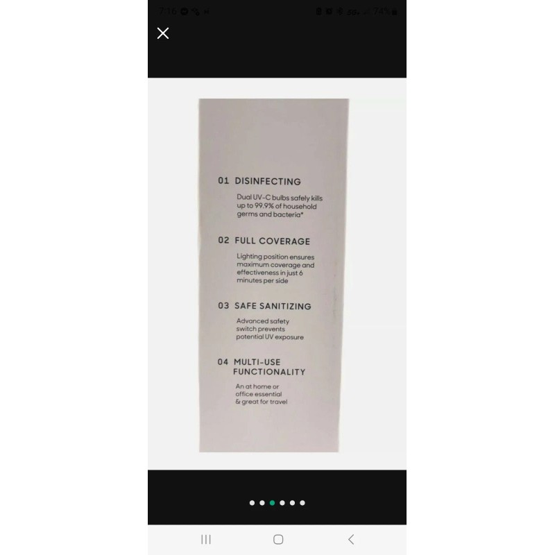 Sharper Image UV-Zone Phone Sanitizer NIB