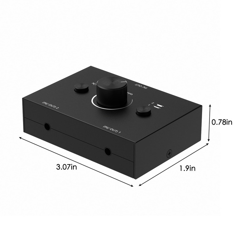 Dingsun 3.5mm Audio Switch, Stereo Audio Selector Box Passive Speaker