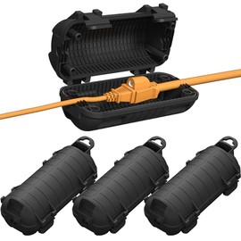Cubierta para Cable de Extensión Exterior, Paquete de 4 Protectores de Cable de Alimentación IP54 Resistente al Agua, Caja de Conexión Eléctrica, Cubierta de Seguridad para Cable Exterior, Enchufe de