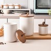 CoorFormer White Ceramic Canister Set with Bamboo Lids, 3-Piece Airtight