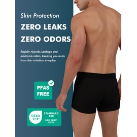 AIRCUTE Men Urinary Incontinence Underwear Washable Absorbency Soft Bladder Leak Proof Boxer Briefs 60 ML 3 Pack (Large,Black-Black-Gray)