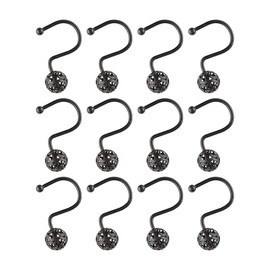 Utopia Alley Shower Hooks - Shower Curtain Rings for Bathroom - Rust Resistant Shower Curtain Hooks for Shower Curtain or Liner - Set of 12, Matte Black