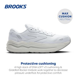 Brooks Men’s Ghost Max 2 Neutral Running & Walking Shoe - White/White - Leather - 10.5 Wide