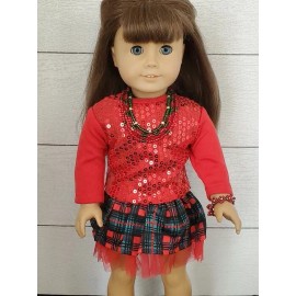 Justaskjoyce Collection Holiday Bling Christmas Bling 4 Pcs Outfit, Specially Designed for 18 Inch Dolls