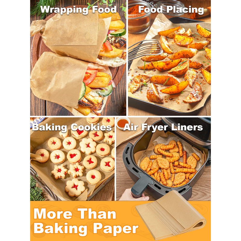 SMARTAKE 200 Pcs Parchment Paper Baking Sheets, 12x16 Inches Non-Stick