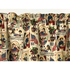 "Handmade" Yankee Doodle Patriotic Valance Vintage America USA Flag Curtain for Home Office