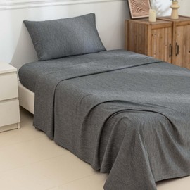 3 Pieces Twin Size Hypoallergenic Bed Sheets, Breathable and Elegant Soft Deep Pocket Sheet Set, Winkle-Free Hotel Luxury Polyester Grey Sheet Set, Anti-Static, Oeko-TEX Certified