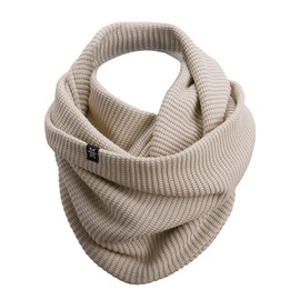 Manufaktur13 Knit Loop - Tube Scarf, Knitted Loop with Waffle Knit Pattern, Wool Scarf / Long Scarf Available in Various Colours (M13), Pale / Beige