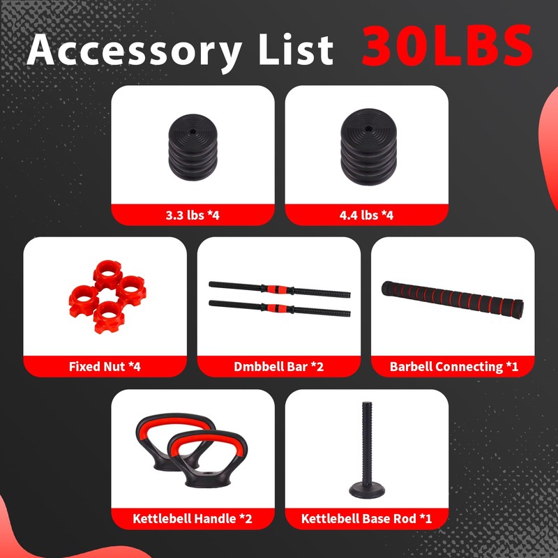 Webliew Adjustable Dumbbells set - 20/30/70/90 lbs Weights Dumbell Sets,10