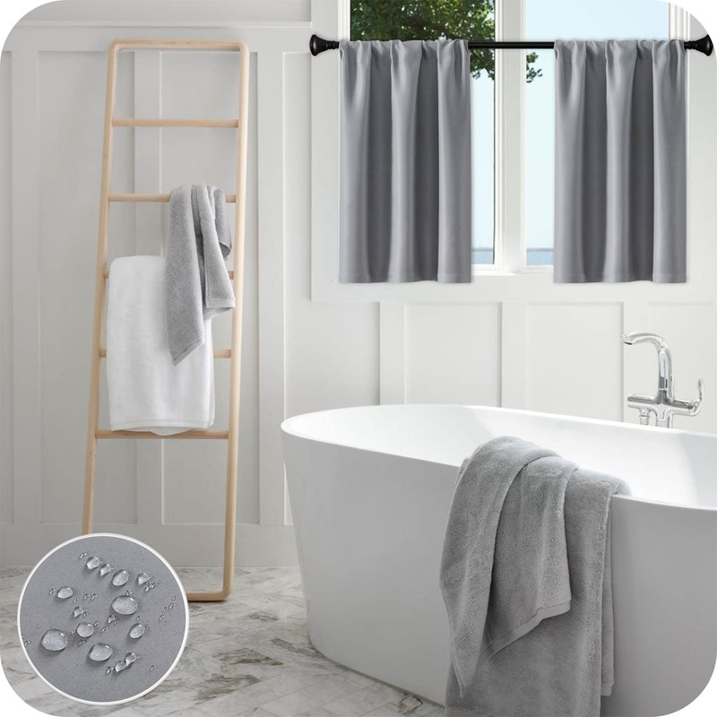 MRTREES Grey Kitchen Curtains 36 Drop, 2 Panels Waterproof Curtains