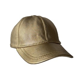 Metallic Adjustable 100% Real Lambskin Leather Baseball Cap Hat Visor 7 Colors (Sunny Gold Metallic)