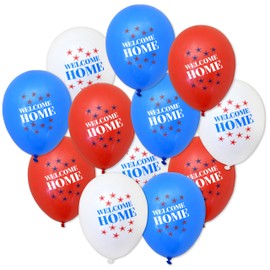 Patriotic Welcome Home Latex Balloons (12 pcs)! 12” Red, White, & Blue Balloons with contrast print on 2 sides. Great for Military Homecoming, Retirement, Graduation, etc. Made in Italy! by Havercamp
