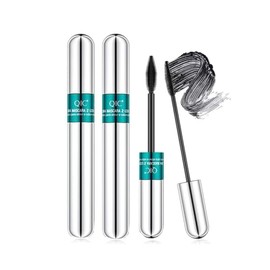 2PCS 2 in 1 4D Silk Fiber Lashes 5x Longer Waterproof Mascara, No Clumping Long-lasting Black Mascara