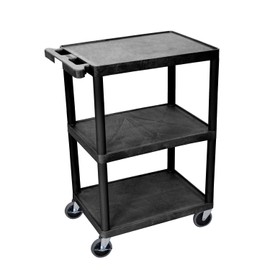 LUXOR STC222-B 3-Shelf Utility Cart, Black