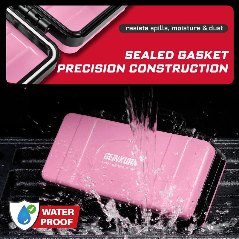 Geinxurn 11”Pink Tools Box, Portable Steel Heavy-duty Tool Case with
