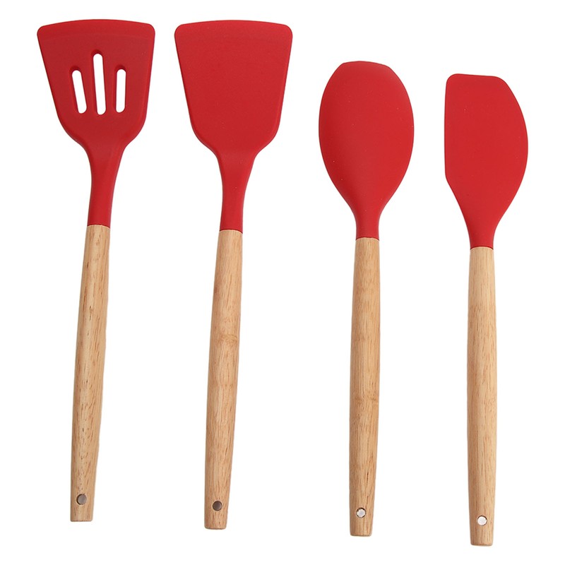 12 PCS Kitchen Cooking Utensils Set Ergonomic Wooden Handle Silicone
