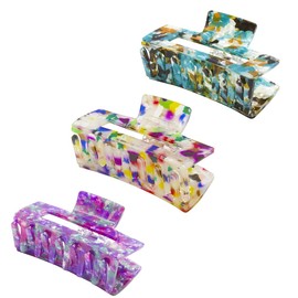 Amersis 3Pcs Large Hair Claw Clips - Acrylic Big Hair Clips for Thick Hair Strong Hold Hair Jaw Clips Non-slip Banana Hair Barrettes Clips for Women Girls