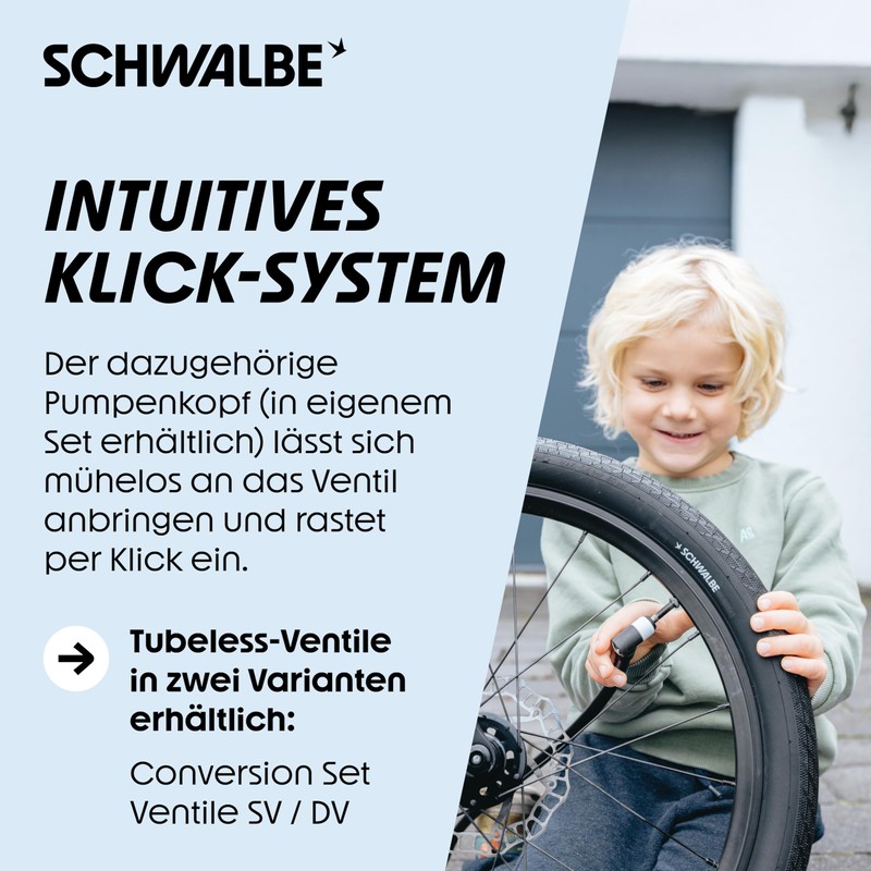 Schwalbe Clik Valve - Bicycle Valve Attachment - SV-SCV Conversion