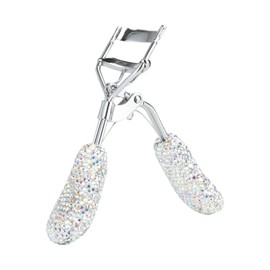 Bling Rhinestone Eyelash Curlers Stainless Steel Natural and Long Lasting Eyelash Fit for All Eye Shape Curved Lash Curler (AB Color)