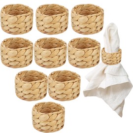 9 Pieces Napkin Rings Rattan Handwoven Napkin Ring Bulk Rustic Rattan Napkin Rings Holders for Family Farmhouse Wedding Birthday Party Table Decor
