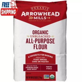 Arrowhead Mills Unbleached Organic All Purpose Flour, 5 lb Bag
