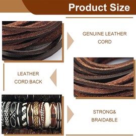 3mm Flat Genuine Leather Cord, Dark Brown Leather String for Jewelry Making, Craft Bracelets, Necklaces, Braiding, DIY Projects (5 Yards)