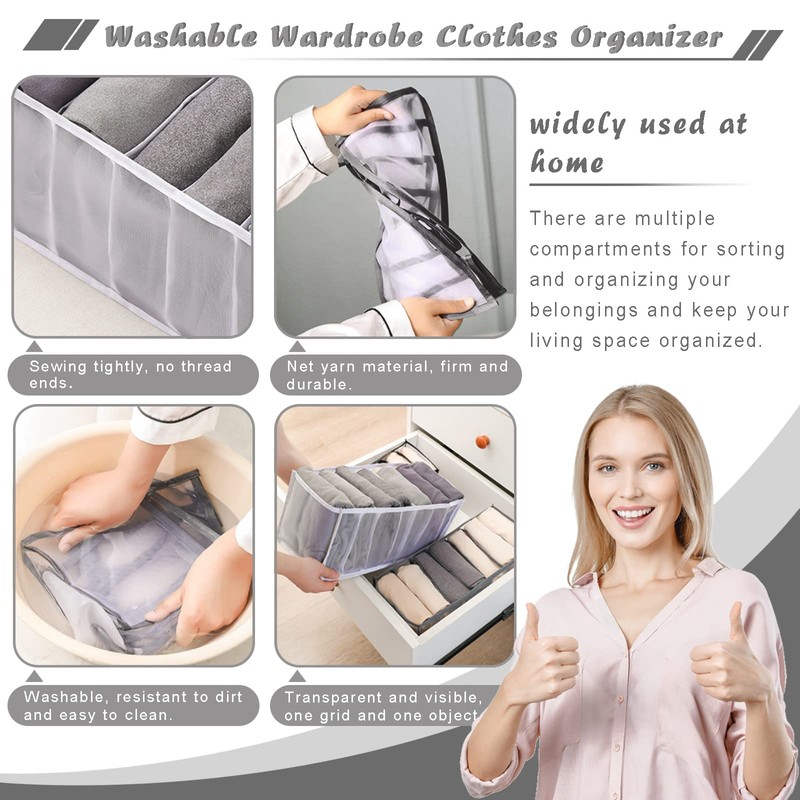 ULENDIS 9 Pack Wardrobe Clothes Organizer for Drawers, Foldable Clothes