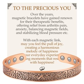 Feraco Copper Bracelet for Women, Ultra Strength Magnetic Bracelets, 99.99% Pure Copper Cuff Bangle with 3500 Gauss Neodymium Magnets, Tree of Life