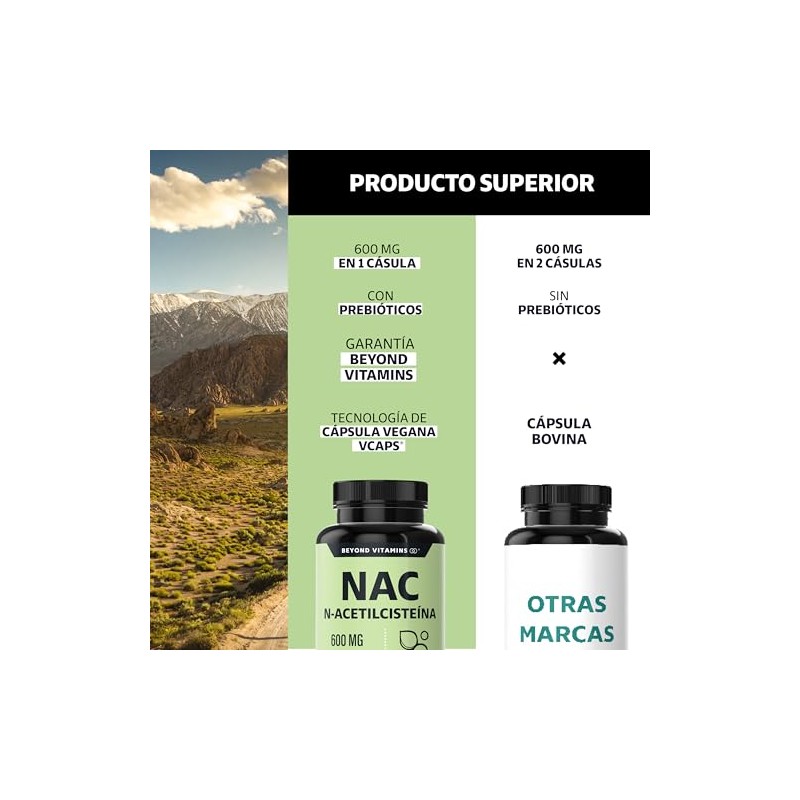 Beyond Vitamins Nac Acetil Cisteína 600mg Ultra Inulina Agave Acetyl
