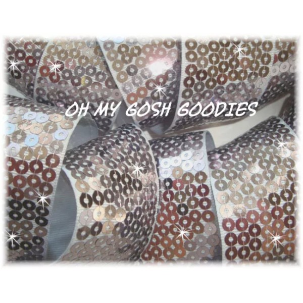 2 1/4 SHINY SEQUIN SPARKLE GLITZ BLING METALLIC RIBBON CHEER