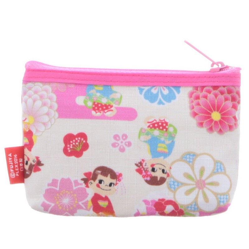 Peko-chan x Kyoto Card Case with Zipper, Cream