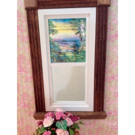 Unbranded Mountain View Dollhouse Miniature Victorian Style Stained Glass Window film