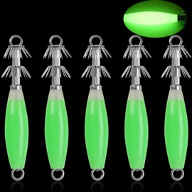 Fluorescent Squid Jig Luminous Squid Fishing Hooks Glow Squid Jigs Cuttlefish Sleeve Fishing Jigs Squid Hard Bait Octopus Lure Glow in Dark 5pcs/8pcs