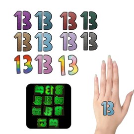 22pcs Number 13 Temporary Tattoos Stickers Glow in Dark, Waterproof 13 Temporary Tattoos Hand tattoo Singer Inspired Party Favors for Fans Music Festival Star Concert Accessories for Singer Gifts