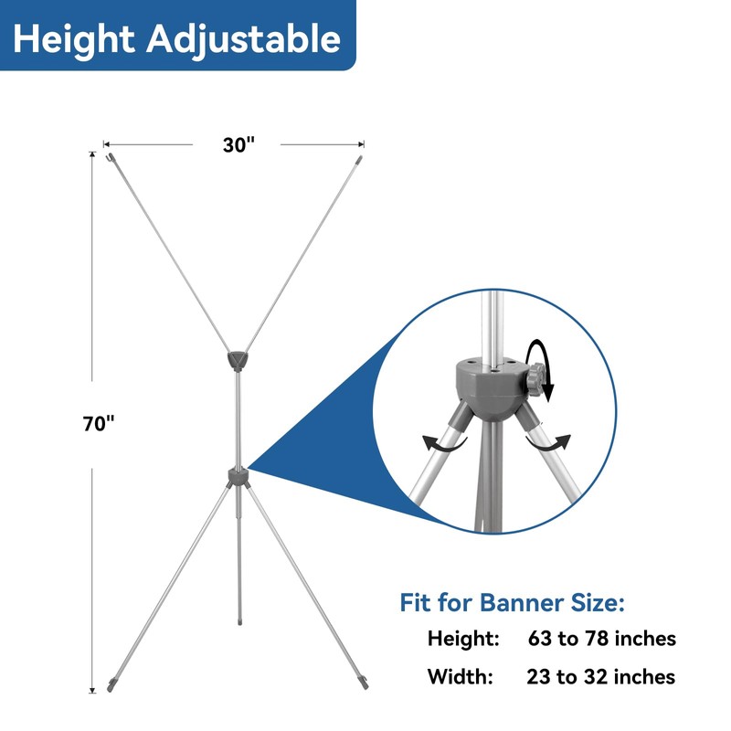 Adjustable X Banner Stand ,Size from 23x63 to 32x78 inches,