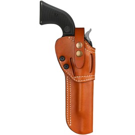 Single Six 22 6.5 Inch Leather Revolver Holster for Ruger Wrangler, Single Six, Single Ten .22, Heritage Rough Rider, Colt New Frontier and Similar Pistols, Adj. Retention, Ambidextrous, Brown Color